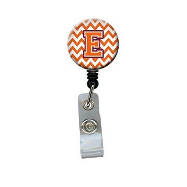 Carolines Treasures Letter E Chevron Orange and Regalia Retractable Badge Reel CJ1062-EBR